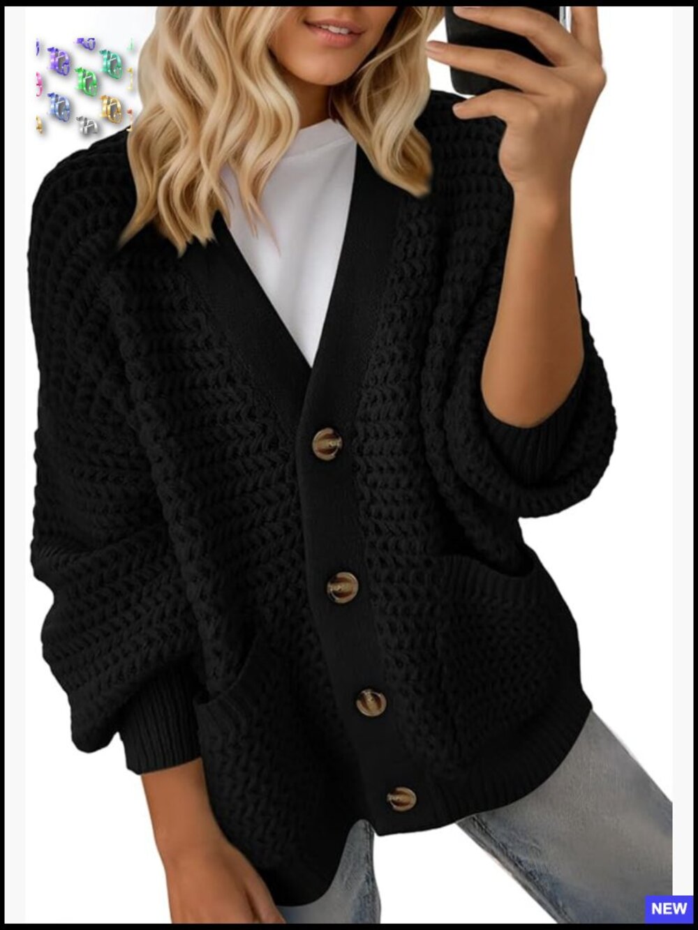 Chunky Knit Open Front Cardigan Oversized V-Neck Long Sleeve Cozy Sweater